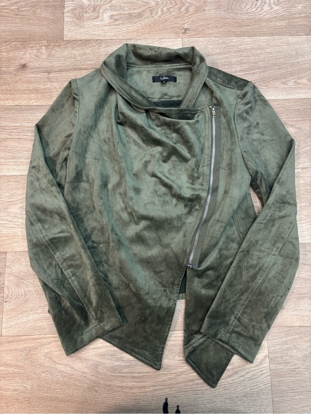 Lulu's Olive Green Suede Moto Jacket